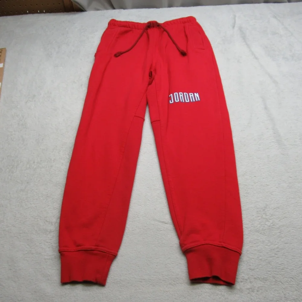 Jordan Pants Mens Small Red Essentials Fleece‎ Jogger Heavyweight Tapered 28X27
